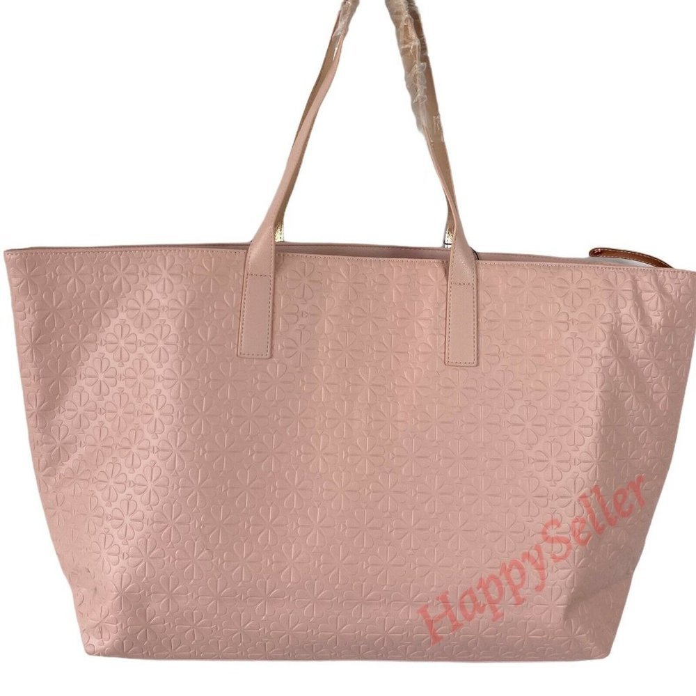 Kate Spade Tote Pink Blush Faux Leather Beach Bag Spring Handbag Travel Shopper - Picture 6 of 7